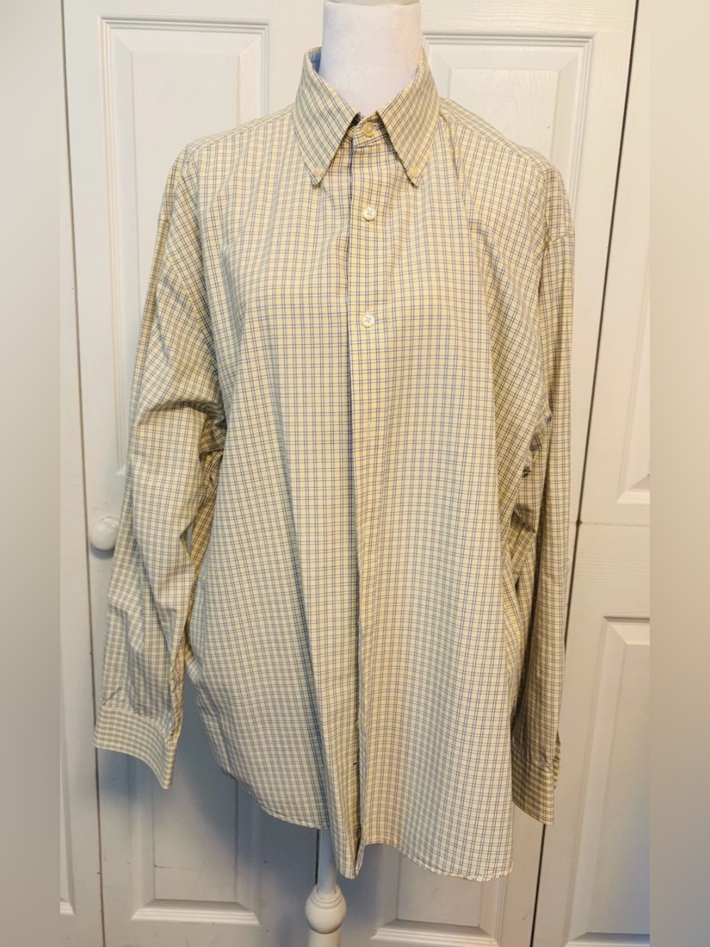 Nautica Yellow & Blue Plaid Button-Down Dress Shirt